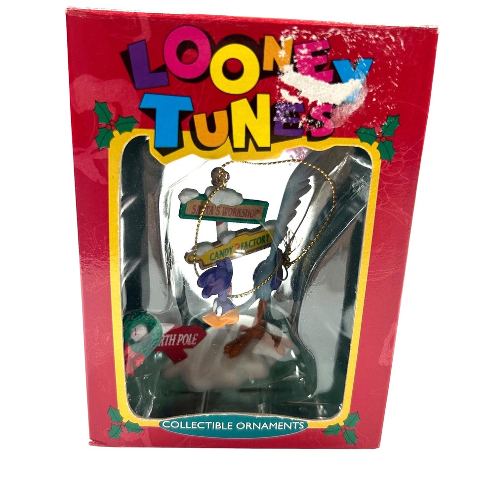 1996 Looney Tunes Ornament Wile E. Coyote Road Runner NIB Vintage Holiday